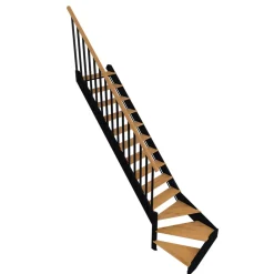 Escalier quart tournant droit chêne et aluminium noir Gagliano-Fortia Online