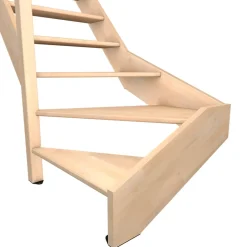 Escalier quart tournant droit hêtre coloris naturel 13 marches Siderno sans contremarches-Fortia Clearance