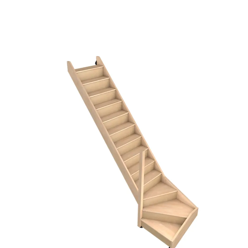 Escalier quart tournant droit hêtre coloris naturel 13 marches Siderno avec contremarches-Fortia Best