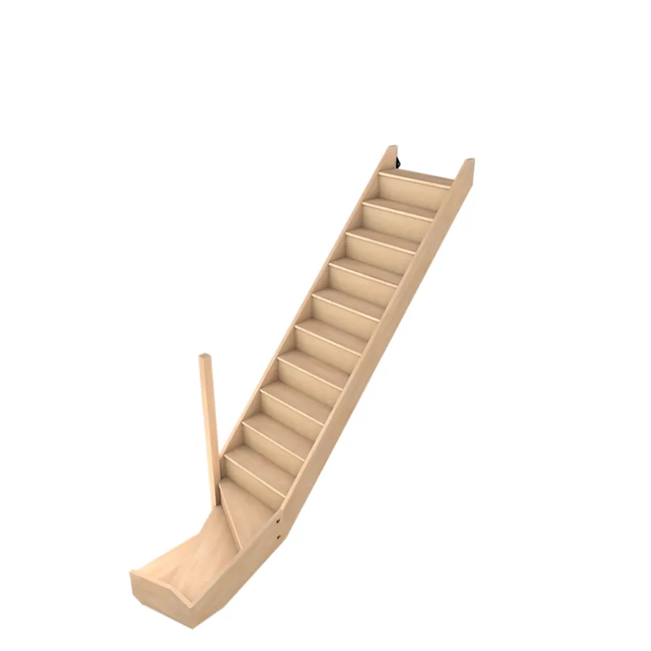 Escalier quart tournant droit hêtre coloris naturel 13 marches Siderno avec contremarches-Fortia Best