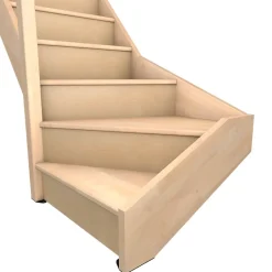 Escalier quart tournant droit hêtre coloris naturel 13 marches Siderno avec contremarches-Fortia Best