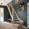 Escalier quart tournant gauche hêtre coloris naturel 13 marches Siderno sans contremarche-Fortia Sale