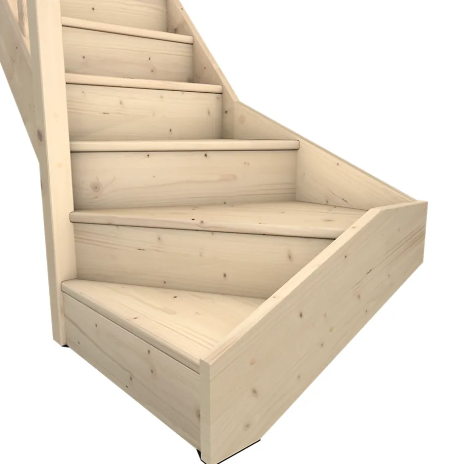 Fortia Escalier quart tournant gauche avec contremarche épicéa coloris naturel 13 marches Rapallo