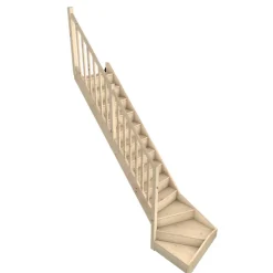 Fortia Escalier quart tournant gauche avec contremarche épicéa coloris naturel 13 marches Rapallo