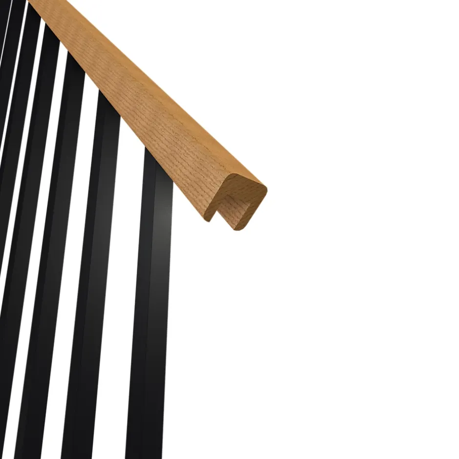 Fortia Escalier quart tournant gauche chêne et aluminium noir Gagliano