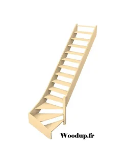 Escalier Quart Tournant Molede 280 Cm Kit Recoupable Bas à Droite Sans Contremarche H Sol Sol 280 Cm-Woodup Discount