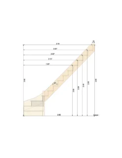 Escalier Quart Tournant Molede 280 Cm Kit Recoupable Bas à Droite Sans Contremarche H Sol Sol 280 Cm-Woodup Discount