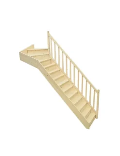 Woodup Escalier Quart Tournant Neronne Kit Recoupable Haut à Droite Avec Contremarches H Sol Sol 280 Cm
