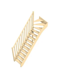 Escalier Quart Tournant Neronne Kit Recoupable Haut à Gauche Sans Contremarche H Sol Sol 280 Cm-Woodup Outlet