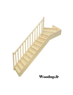 Escalier Quart Tournant Neronne Kit Recoupable Haut à Gauche Avec Contremarches H Sol Sol 280 Cm-Woodup