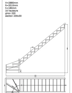 Woodup Escalier Quart Tournant Sela 288 Cm Kit Recoupable Bas à Gauche Sapin Sans Contremarches H Sol Sol 288 Cm