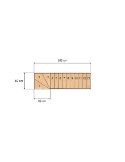 Escalier Quart Tournant Sapin Massif Brosses 280 Cm Bas à Droite Sans Contremarche H Sol Sol 280 Cm-Woodup Sale