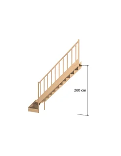 Woodup Escalier Quart Tournant Sapin Massif Malval 280 Cm H Sol Sol 280 Cm
