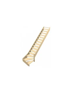 Woodup Escalier Quart Tournant Sela 288 Cm Kit Recoupable Bas à Droite Hêtre LC Sans Contremarches H Sol Sol 288 Cm