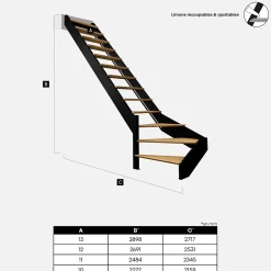 Kordo Escalier quart-tournant gauche noir à LED intégrées, Spectra