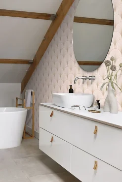 Estahome papier peint art déco rose clair et or rose - 53 cm x 10.05 m - 139229