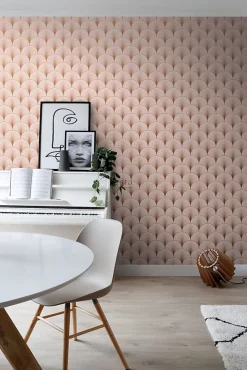 Estahome papier peint art déco rose clair et or rose - 53 cm x 10.05 m - 139229