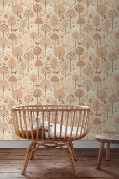 papier peint chiens beige et rose terracotta - 53 cm x 10.05 m - 139711-Estahome Sale