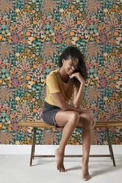 Estahome papier peint feuilles et fleurs tropicales multicolore - 0.53 x 10.05 m - 130946