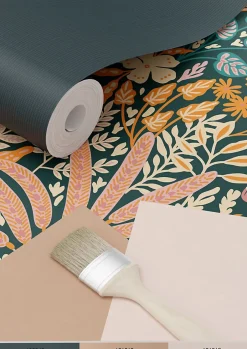 Estahome papier peint feuilles et fleurs tropicales multicolore - 0.53 x 10.05 m - 130946