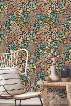 Estahome papier peint feuilles et fleurs tropicales multicolore - 0.53 x 10.05 m - 130946