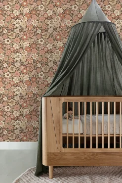 papier peint fleurs rétro vieux rose et beige - 53 cm x 10.05 m - 130966-Estahome