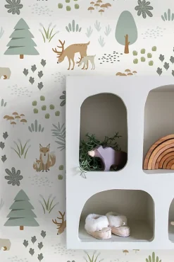 Estahome papier peint forêt avec des animaux de la forêt blanc - 53 cm x 10.05 m - 139247