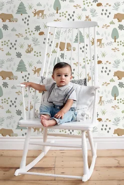 Estahome papier peint forêt avec des animaux de la forêt blanc - 53 cm x 10.05 m - 139247