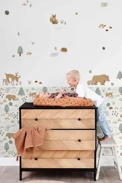 Estahome papier peint forêt avec des animaux de la forêt blanc - 53 cm x 10.05 m - 139247