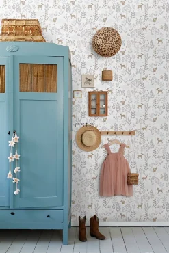 Estahome papier peint forêt avec des animaux de la forêt lilas violet et beige - 53 cm x 10.05 m - 139520