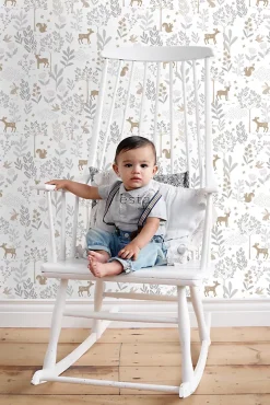 Estahome papier peint forêt avec des animaux de la forêt lilas violet et beige - 53 cm x 10.05 m - 139520