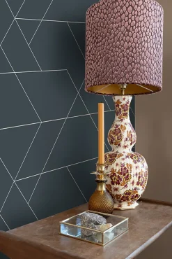 Estahome papier peint lignes graphiques bleu foncé et or - 53 cm x 10.05 m - 139213