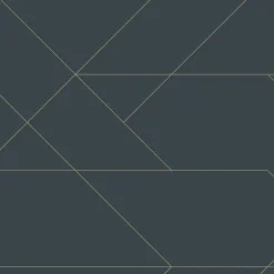 Estahome papier peint lignes graphiques bleu foncé et or - 53 cm x 10.05 m - 139213