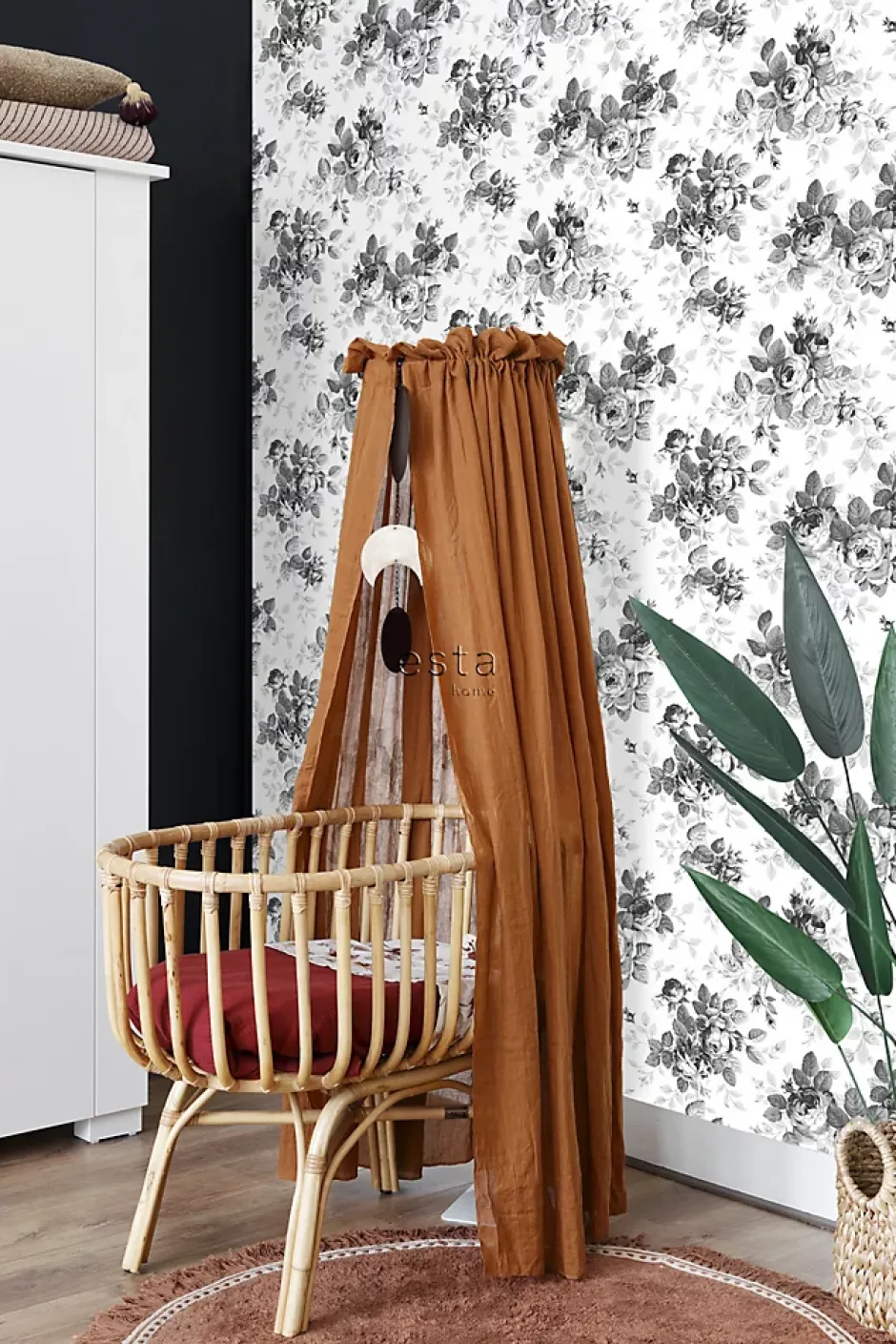 papier peint roses noir et blanc - 53 cm x 10.05 m - 138112-Estahome Hot