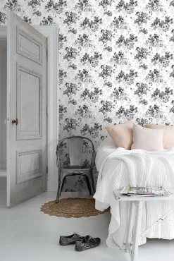 papier peint roses noir et blanc - 53 cm x 10.05 m - 138112-Estahome Hot