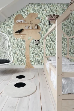 Estahome papier peint singes de la jungle vert menthe et vert foncé - 53 cm x 10.05 m - 139073