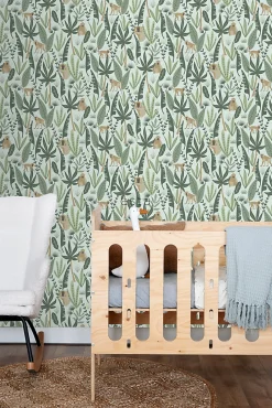 Estahome papier peint singes de la jungle vert menthe et vert foncé - 53 cm x 10.05 m - 139073