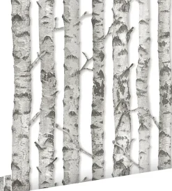 Estahome papier peint troncs de bouleau gris chaud clair - 53 cm x 10.05 m - 138889