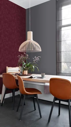 papier peint uni à effet pictural rouge bordeaux - 53 cm x 10.05 m - 148724-Estahome Hot