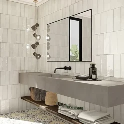 Les Carreaux De Jean  Faïence Effet Zellige Blanc CINQUE TERRE Blanco 10x30cm - Les Carreaux de Jean