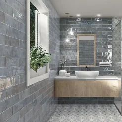 Les Carreaux De Jean  Faïence Effet Zellige Bleu CINQUE TERRE Blue 10x30cm - Les Carreaux de Jean