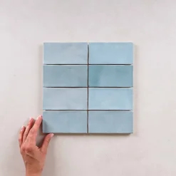 Faïence Effet Zellige Bleu Ciel FEZ Mat 6,2x12,5 Aqua - Les Carreaux de Jean-Les Carreaux De Jean  Best