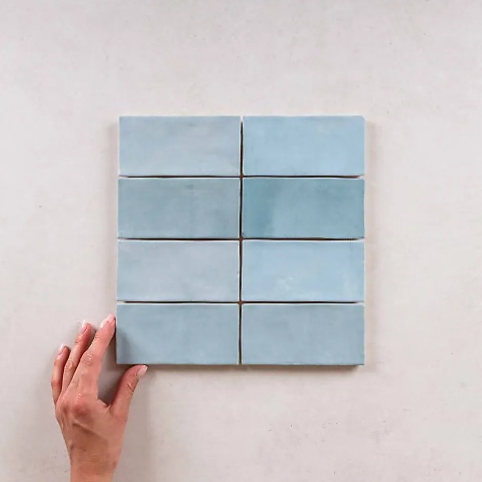 Faïence Effet Zellige Bleu Ciel FEZ Mat 6,2x12,5 Aqua - Les Carreaux de Jean-Les Carreaux De Jean Best