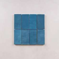 Les Carreaux De Jean Faïence Effet Zellige Bleu Canard FEZ Mat 6,2x12,5 Ocean - Les Carreaux de Jean