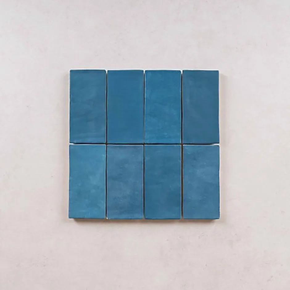 Les Carreaux De Jean Faïence Effet Zellige Bleu Canard FEZ Mat 6,2x12,5 Ocean - Les Carreaux de Jean