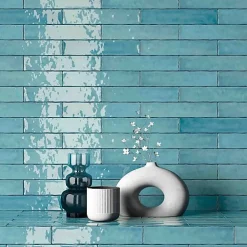 Les Carreaux De Jean  Faïence Effet Zellige Bleu SAONA 5x25 Sky - Les Carreaux de Jean