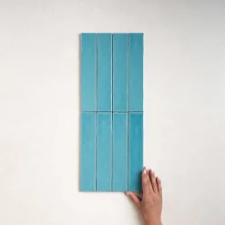 Les Carreaux De Jean  Faïence Effet Zellige Bleu SAONA 5x25 Sky - Les Carreaux de Jean