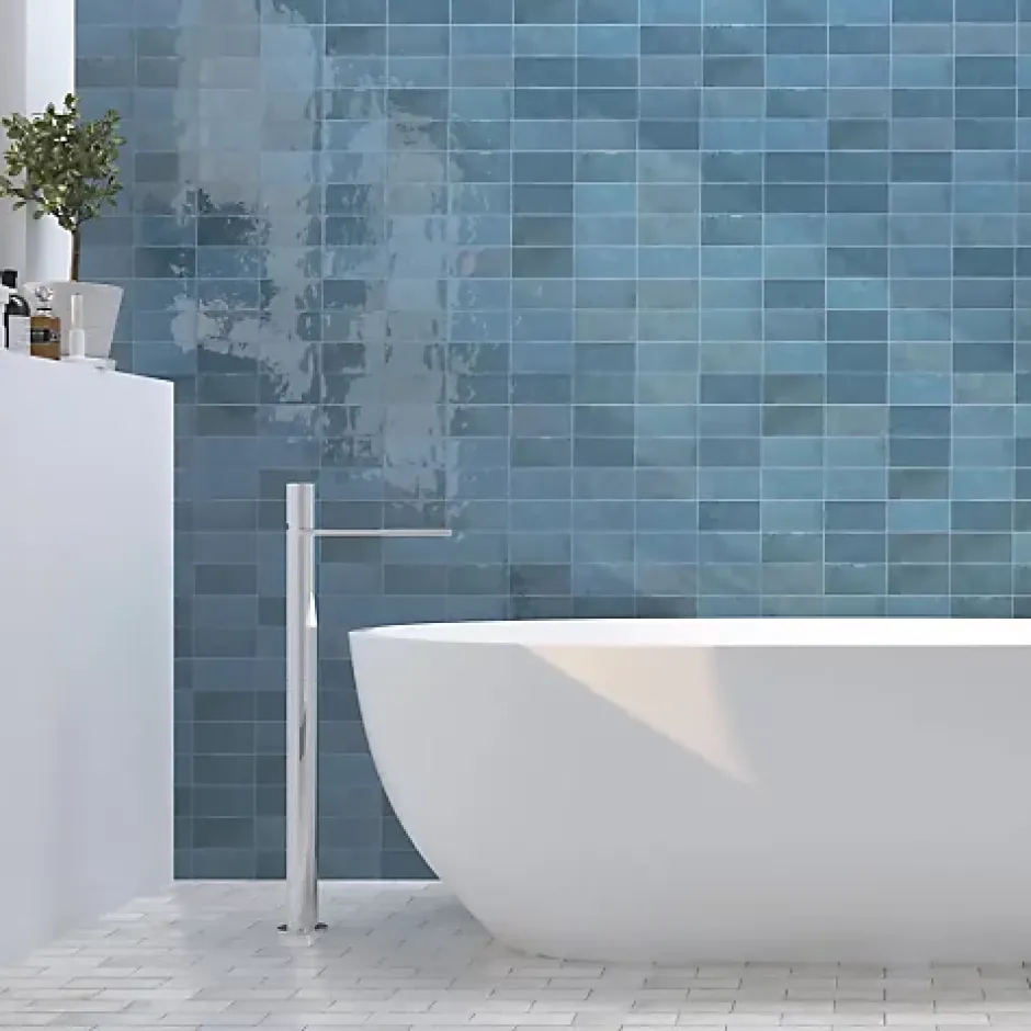 Les Carreaux De Jean Faïence Effet Zellige Bleu FEZ Brillant 6,2x12,5 Ocean - Les Carreaux de Jean