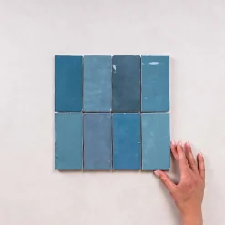 Les Carreaux De Jean  Faïence Effet Zellige Bleu FEZ Brillant 6,2x12,5 Ocean - Les Carreaux de Jean