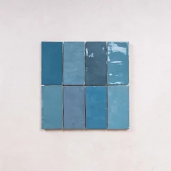 Les Carreaux De Jean Faïence Effet Zellige Bleu FEZ Brillant 6,2x12,5 Ocean - Les Carreaux de Jean